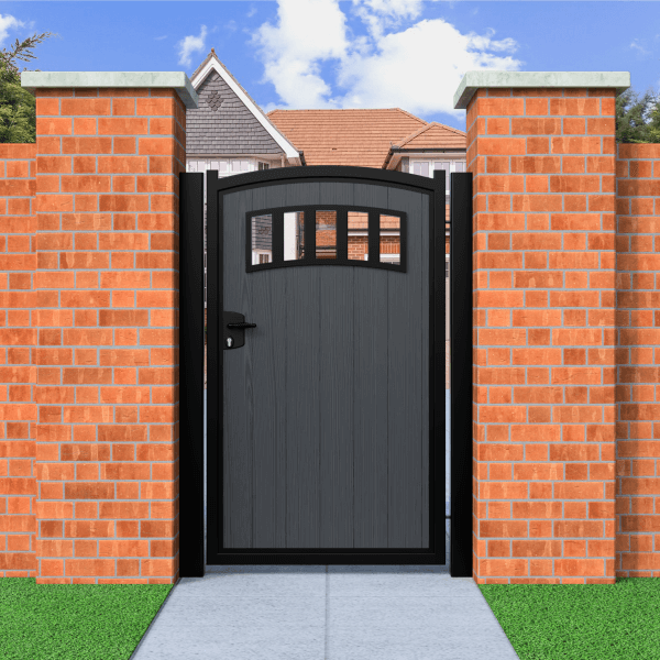 Arch top swing composite pedestrian gate