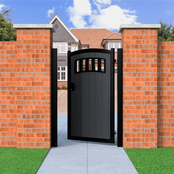 Arch top swing composite pedestrian gate