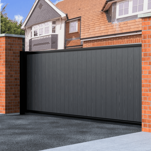 Stockholm - Straight Top Sliding Composite Driveway Gate