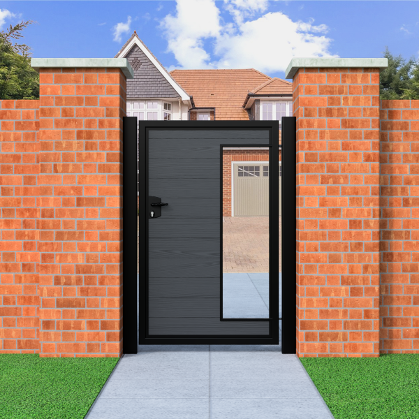 Flat Top Pedestrian Composite Gate With Glass