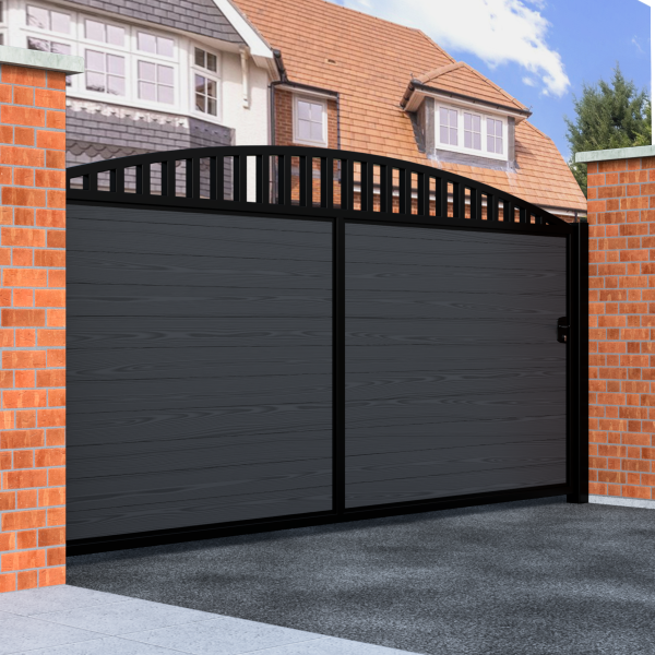 Arch top sliding box section composite gate