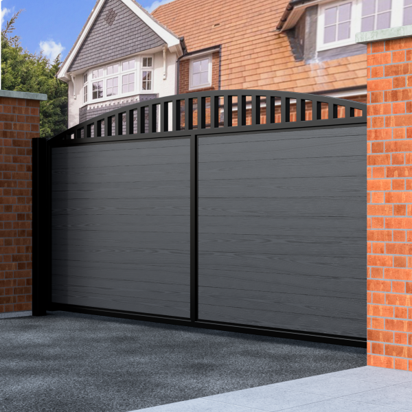 Arch top sliding box section composite gate