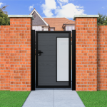Flat Top Pedestrian Composite Gate With Frosted Glass