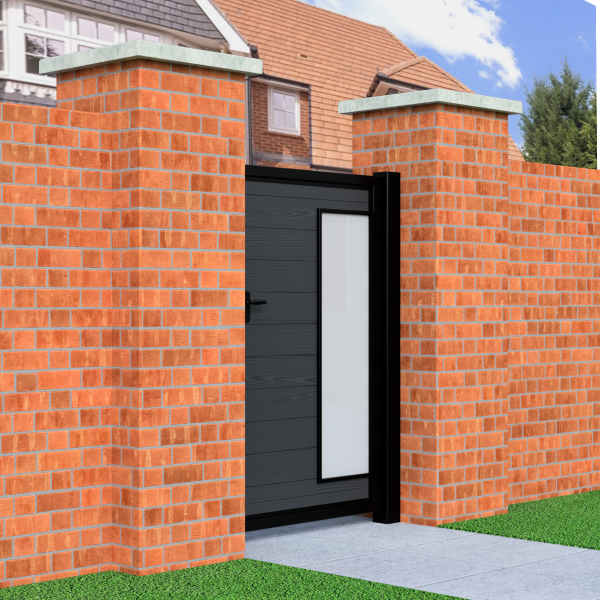 Flat Top Pedestrian Composite Gate With Frosted Glass