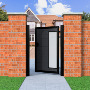 Flat Top Pedestrian Composite Gate With Frosted Glass