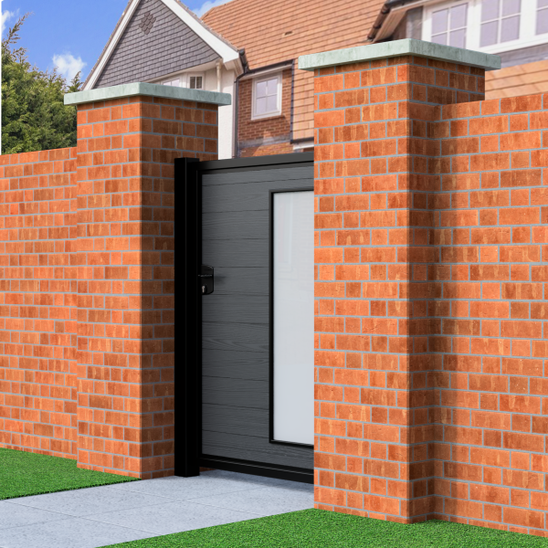 Flat Top Pedestrian Composite Gate With Frosted Glass