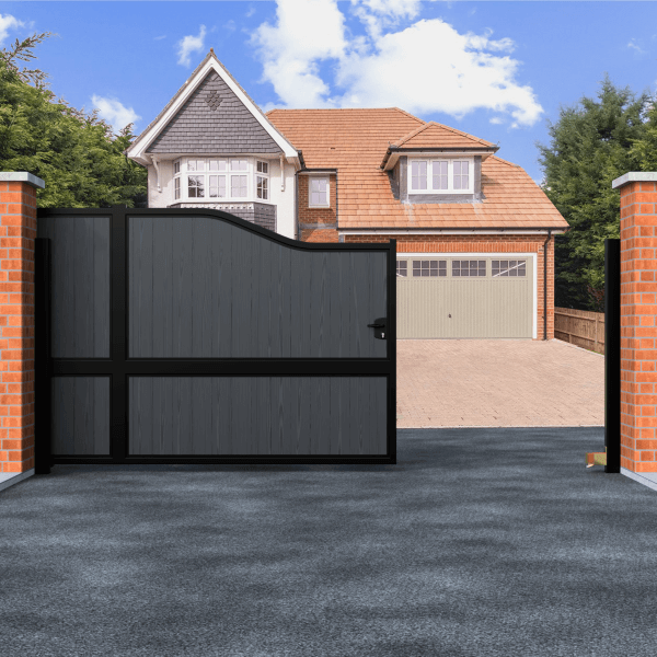 Bell Top Sliding Composite Driveway Gate