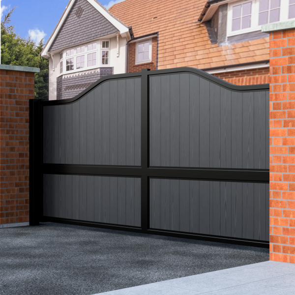Bell Top Sliding Composite Driveway Gate