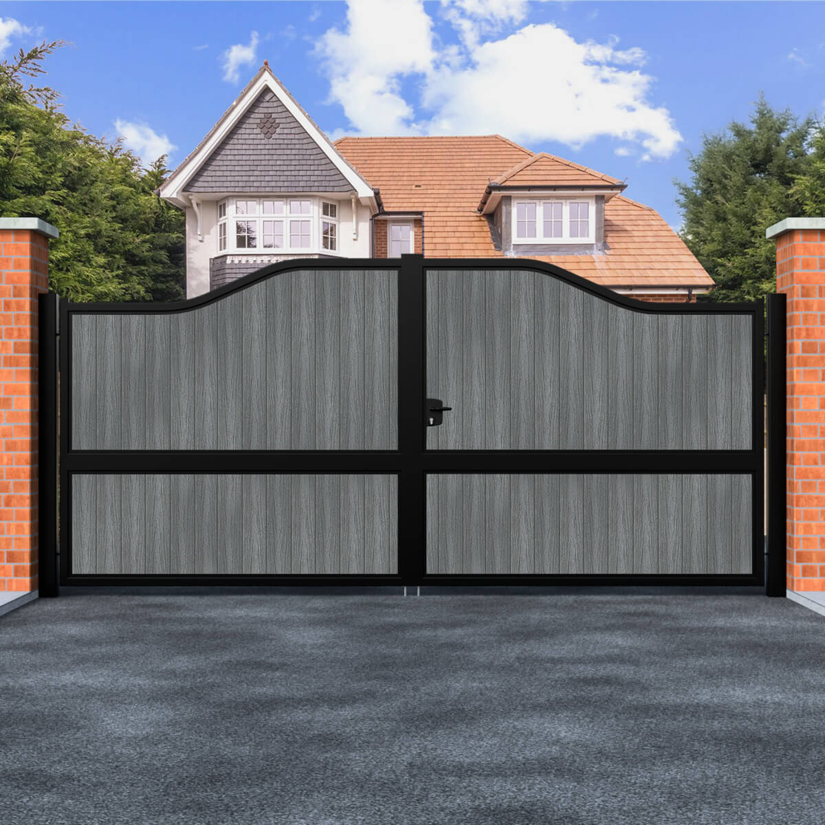 Vaasa – Bell Top Swing Composite Driveway Gate