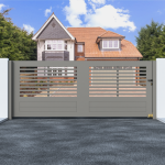 Metal Sliding Gate with Horizontal Bars