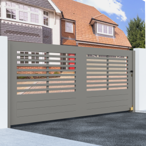 Metal Sliding Gate with Horizontal Bars