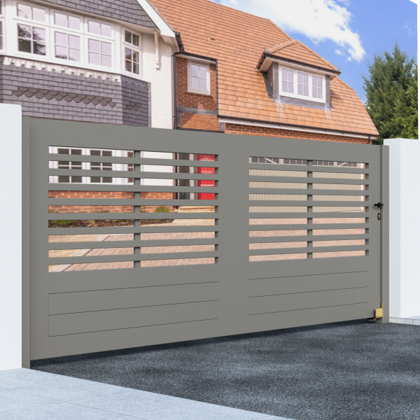 Metal Sliding Gate with Horizontal Bars
