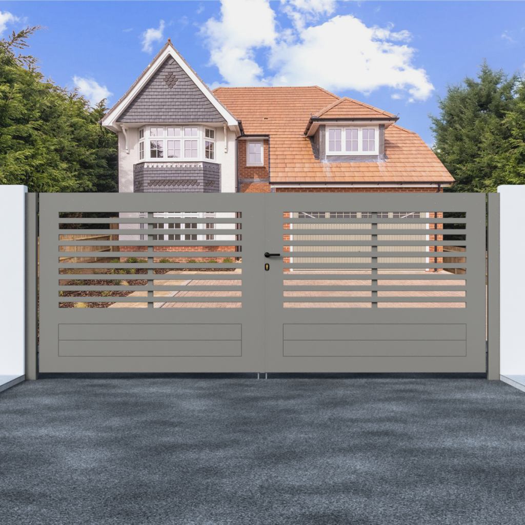Modern Metal Flat Top Swing Driveway Gate | Made to Measure
