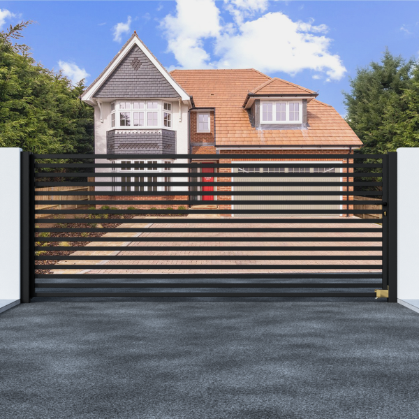 Metal Sliding Gate with Horizontal Bars 2 Metal Sliding Gate with Horizontal Bars 2