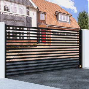 Metal Sliding Gate with Horizontal Bars 2