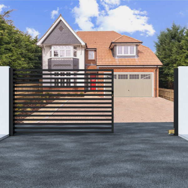 Metal Sliding Gate with Horizontal Bars 2