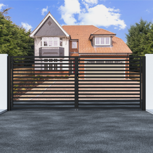 Metal Swing Gate with Horizontal Bars Metal Swing Gate with Horizontal Bars