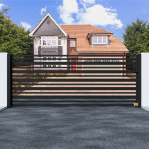 Metal Sliding Gate with Horizontal Bars