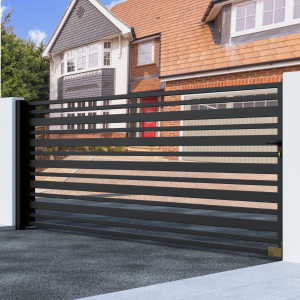 Metal Sliding Gate with Horizontal Bars