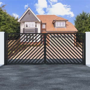 Metal Swing Gate with Angled Bars