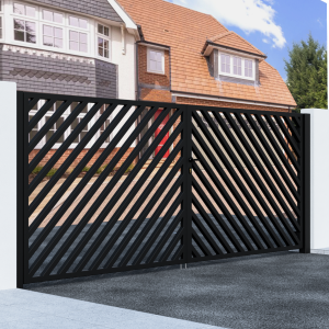 Metal Swing Gate with Angled Bars