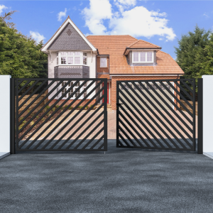 Metal Swing Gate with Angled Bars