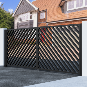 Metal Swing Gate with Angled Bars