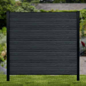 Slatted Composite Fence - Dark Grey
