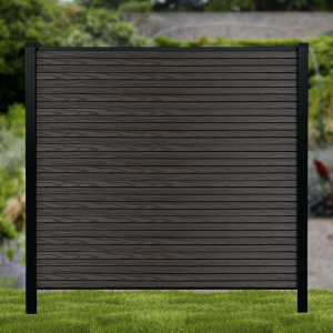 Slatted Composite Fence - Dark Oak