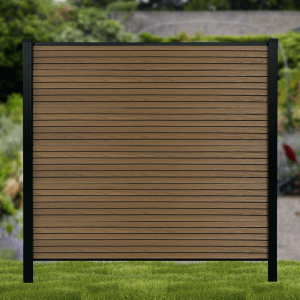Light Oak Slatted Composite Fence
